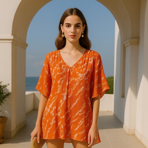 Rafaella Tops - Rafaella Orange and White Blouse ☀️🌴